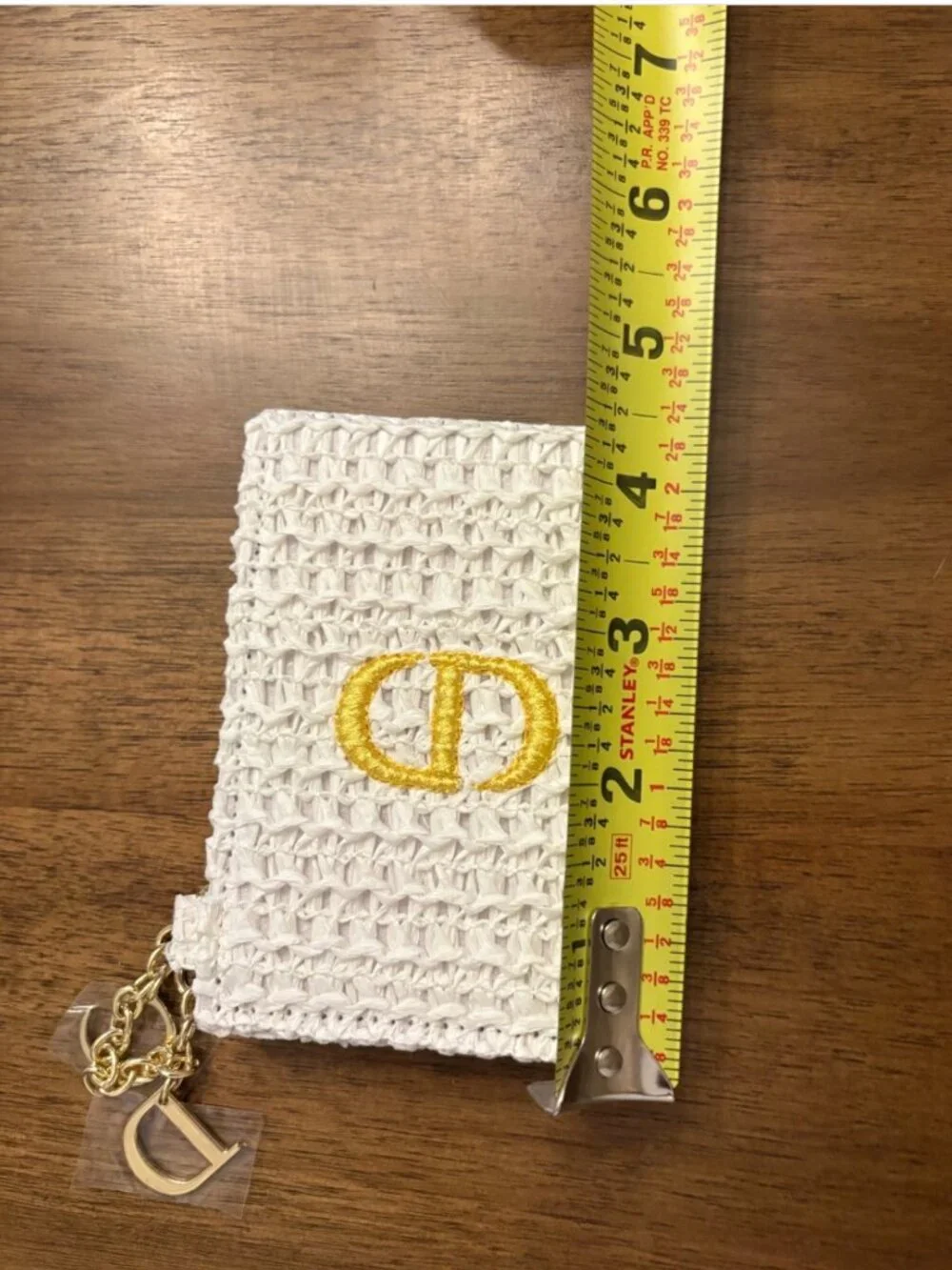 Dior White & Gold Woven Mirror with Charms